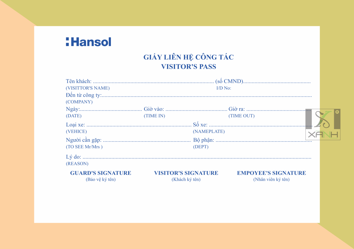 GIẤY LIÊN HỆ CÔNG TÁC HANSOL
