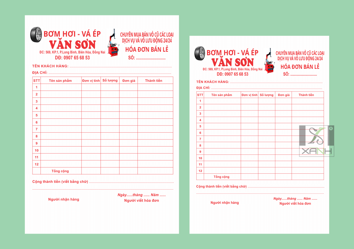 HÓA ĐƠN BÁN LẺ VĂN SƠN
