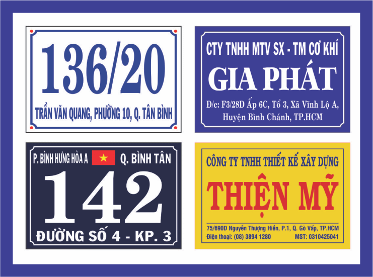 Bảng biểu văn phòng, công ty, số nhà